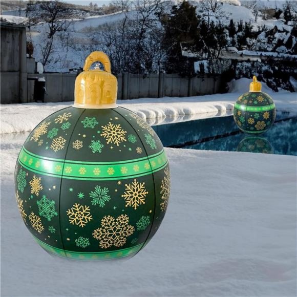 24'' Inflatable Christmas Balls, Xmas Blow up Balls, Outdoor  Decor (Green) - Picture 6 of 6